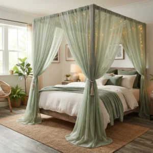 Sage Green Sheer Canopy Curtains