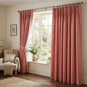 Salmon Pink Pencil Pleat Curtains