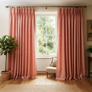 Salmon Pink Pinch Pleat Curtains
