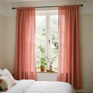 Salmon Pink Rod Pocket Curtains