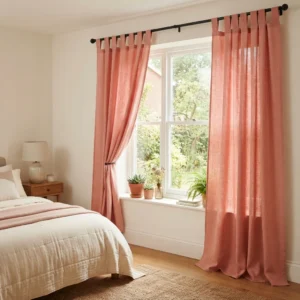 Salmon Pink Tab Top Curtains