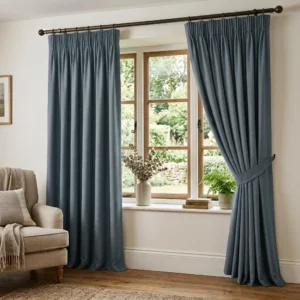Slate Blue Eyelet Curtains