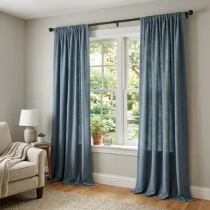 Slate Blue Rod Pocket Curtains