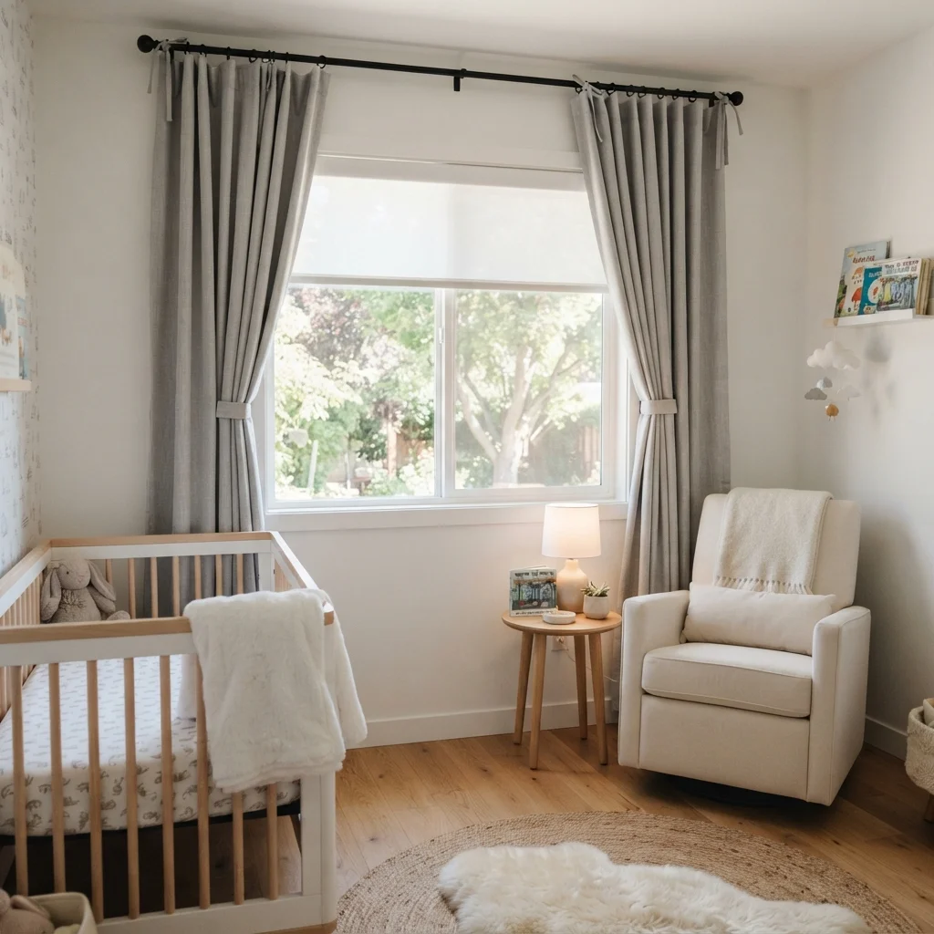 Soft Grey Nursery Curtains - Image 3