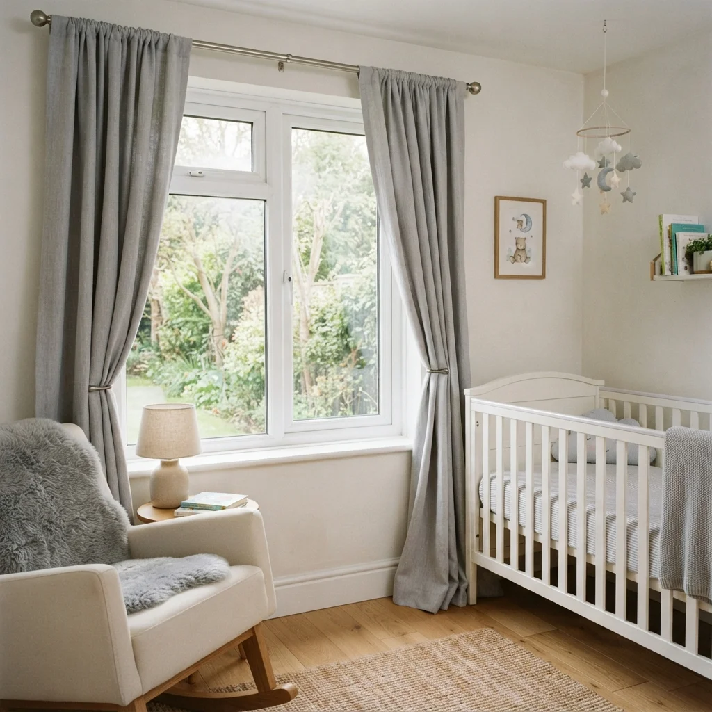 Soft Grey Nursery Curtains - Image 2