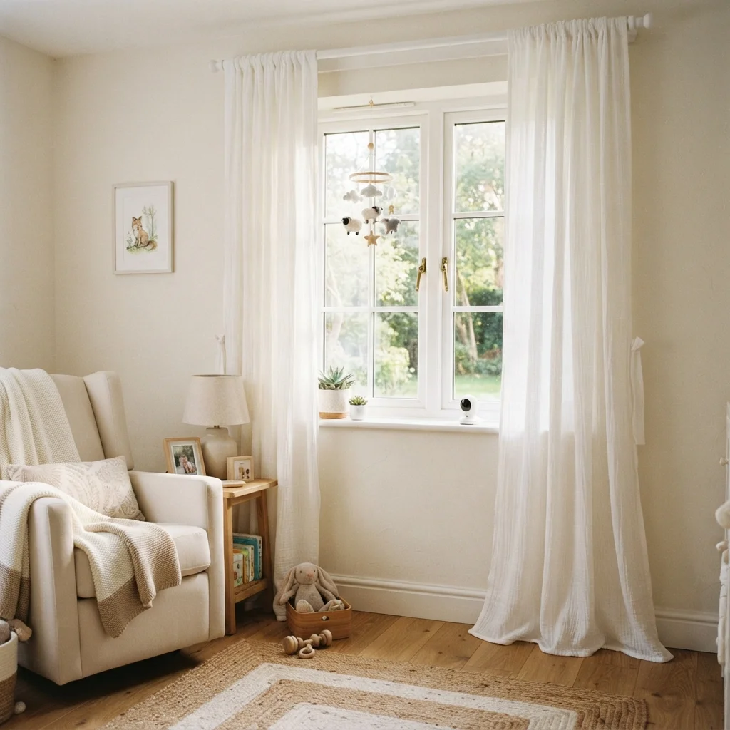 Soft White Nursery Curtains - Image 2