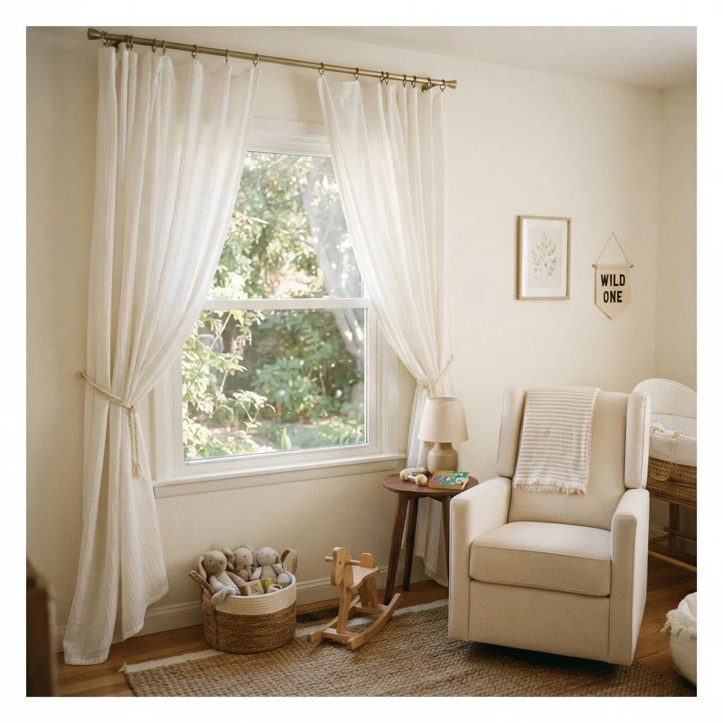 Soft White Nursery Curtains - Image 3