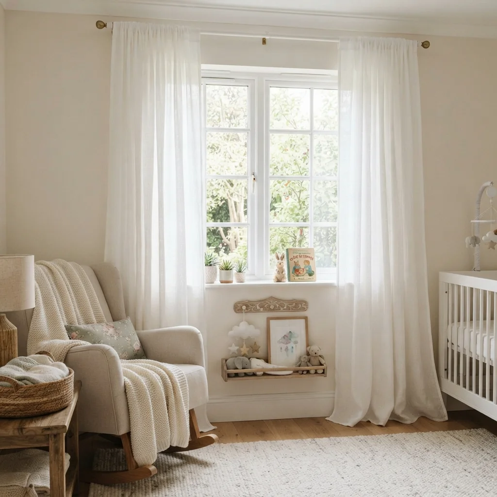 Soft White Nursery Curtains