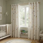 Star and Moon Print Nursery Curtains