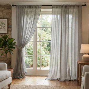 Stone Grey Chiffon Curtains