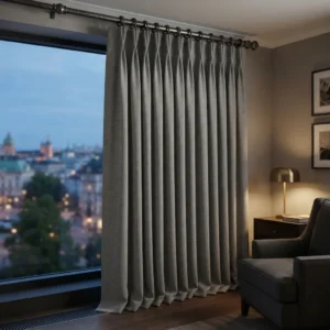 Stone Grey Goblet Pleat Hotel Curtains
