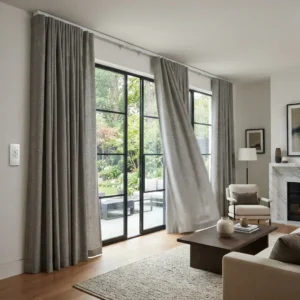 Stone Grey Motorized Curtains