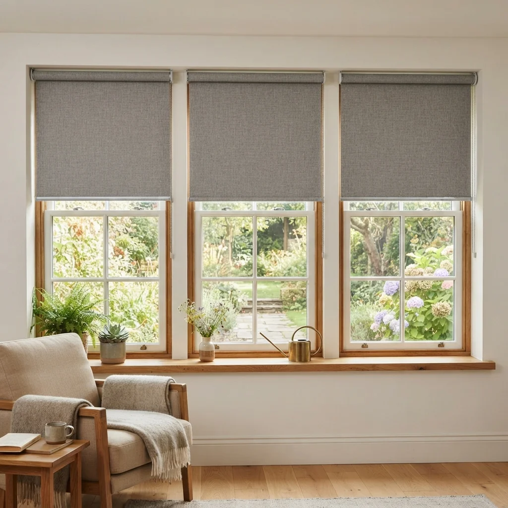 Stone Grey Roll Up Curtains