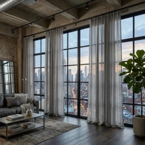 Stone Grey Sheer Curtains