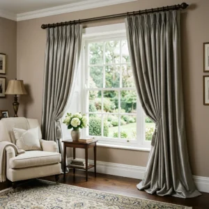 Stone Grey Silk Curtains