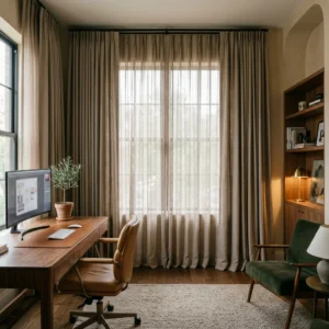 Taupe Double Curtains