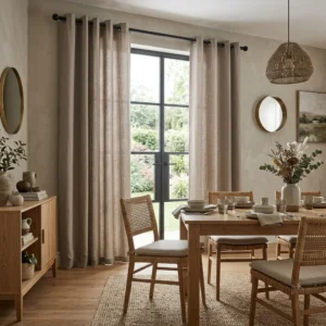 Taupe Eyelet Curtains