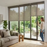 Taupe sunscreen blinds Abu Dhabi for elegant interiors