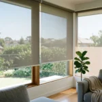 Taupe sunscreen blinds Abu Dhabi for elegant interiors