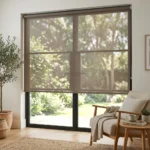 Taupe sunscreen blinds Abu Dhabi for elegant interiors