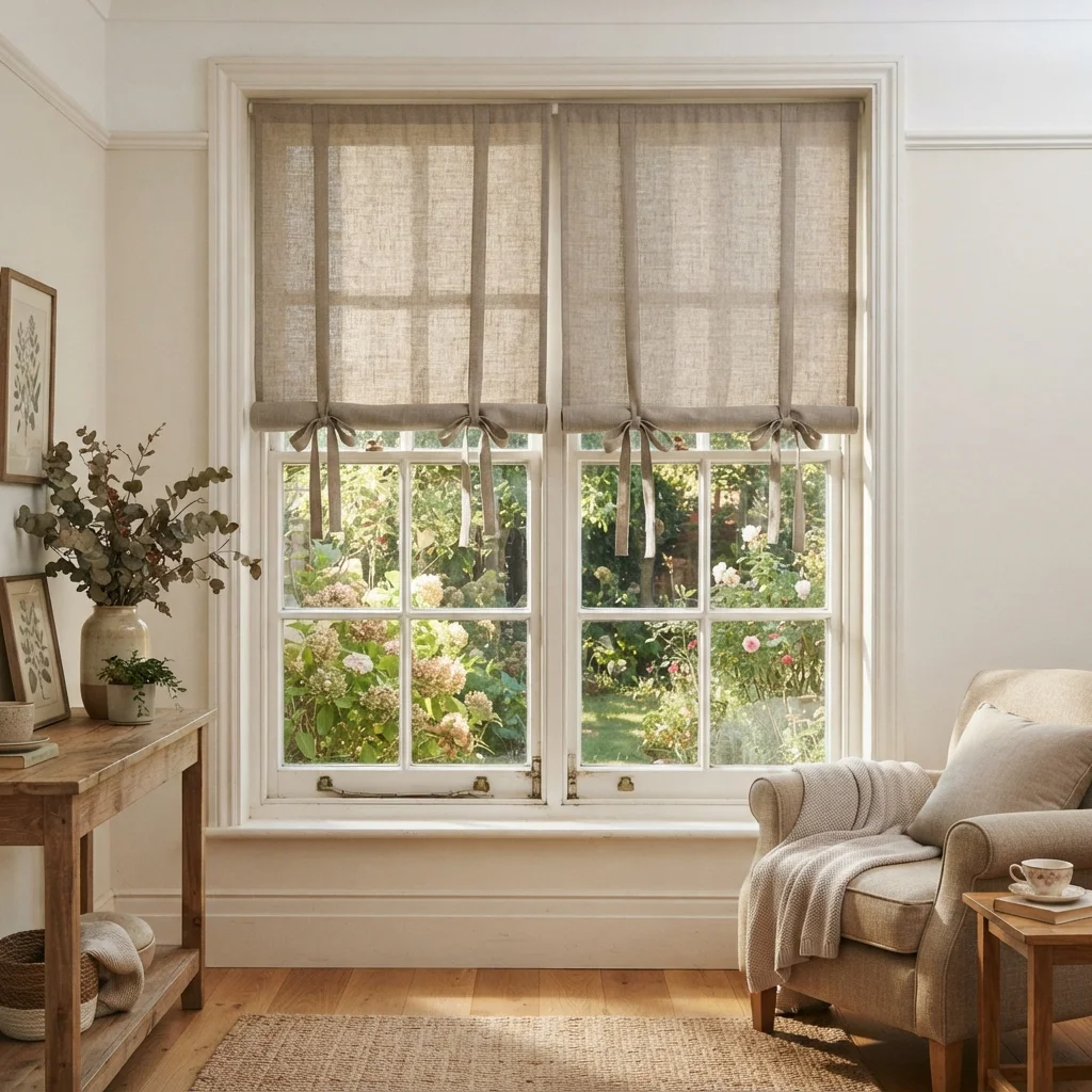 Taupe Roll Up Curtains