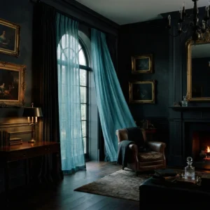 Teal Blue Sheer Panel Curtains