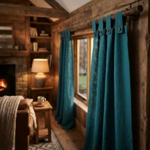 Teal Blue Tab Top Curtains