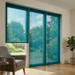 Teal sunscreen blinds Abu Dhabi for large glass windows