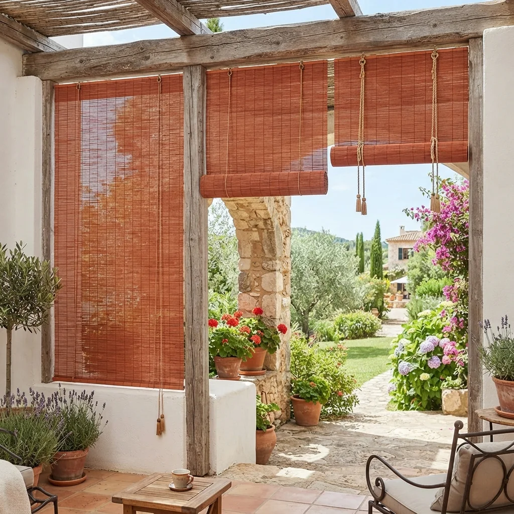 Terracotta Roll Up Curtains