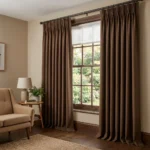 Walnut Brown Pencil Pleat Curtains