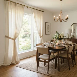 Warm White Dining Room Curtains