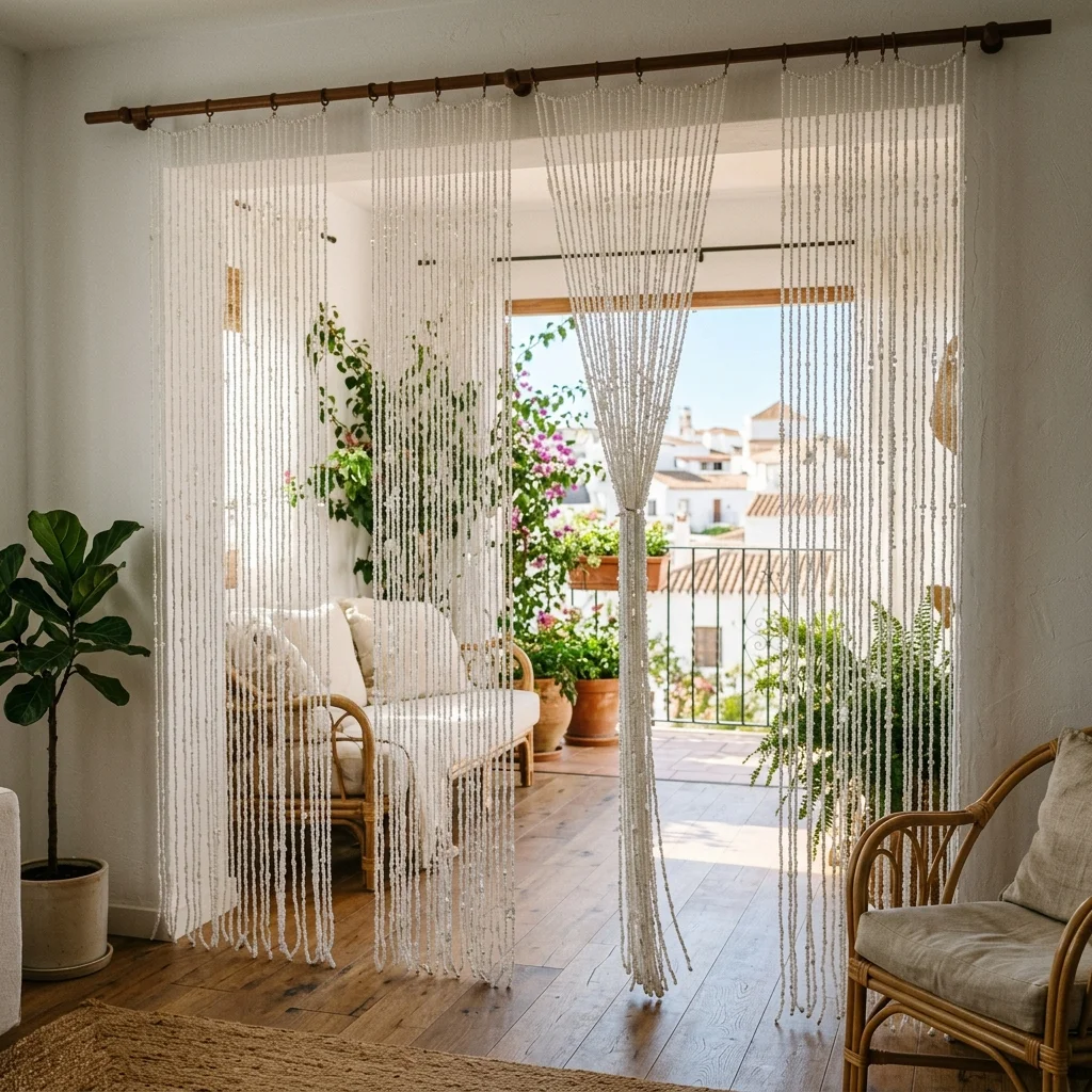 White Beaded Curtains - Image 3
