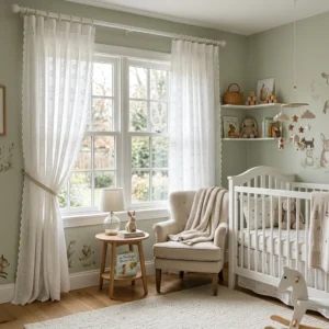 White Eyelet Kids Room Curtains