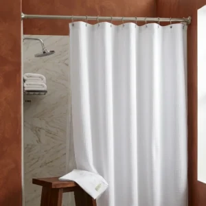 White Hotel-Style Shower Curtain with Liner
