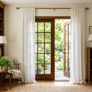 White Rod Pocket Door Curtains