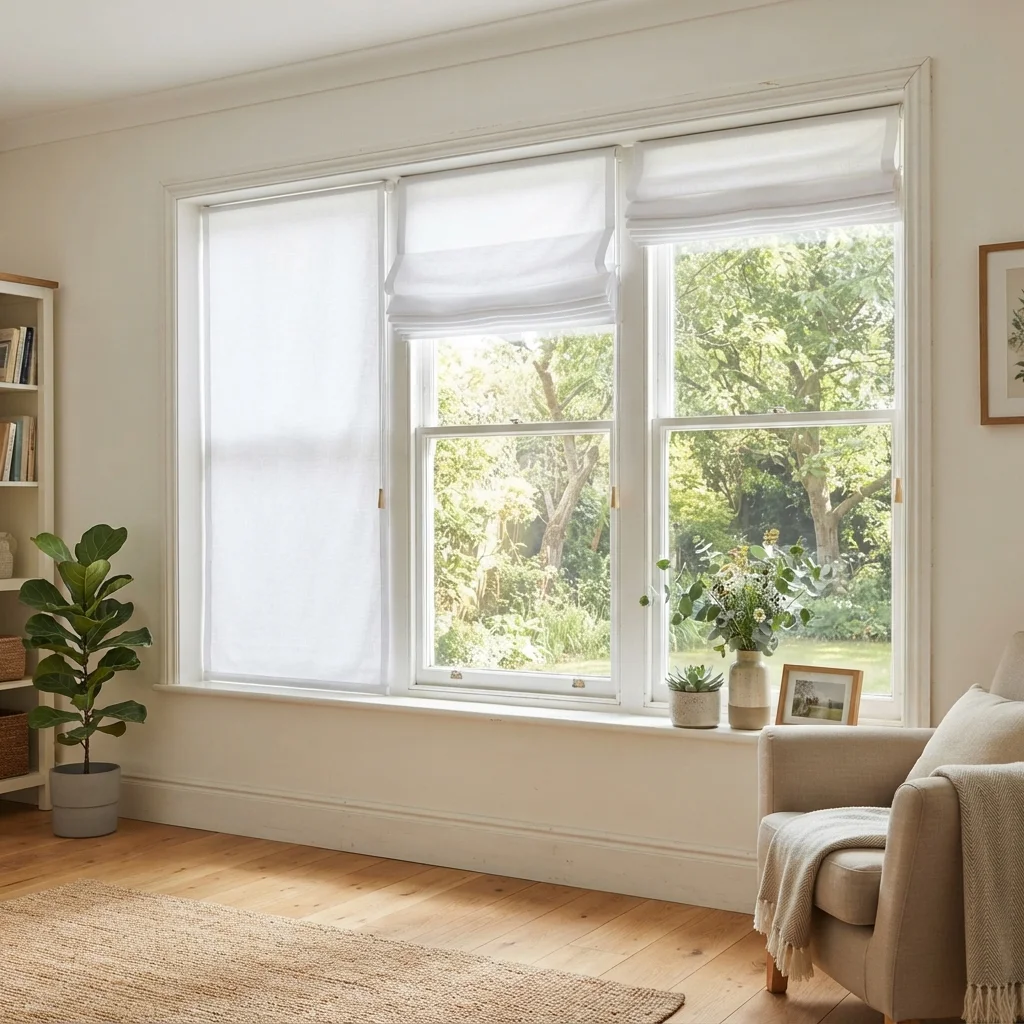 White Roll Up Curtains