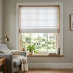 White Roman Blind Cordless Lift for elegent windows