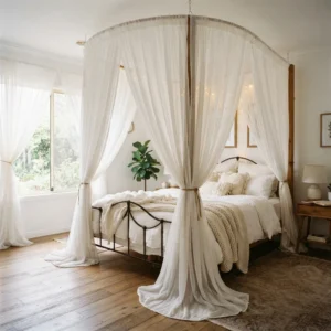 White Sheer Chiffon Canopy Curtains