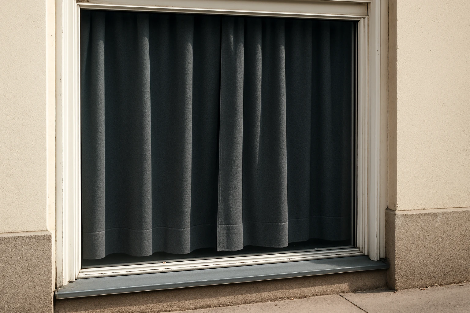Blackout curtains blocking street view