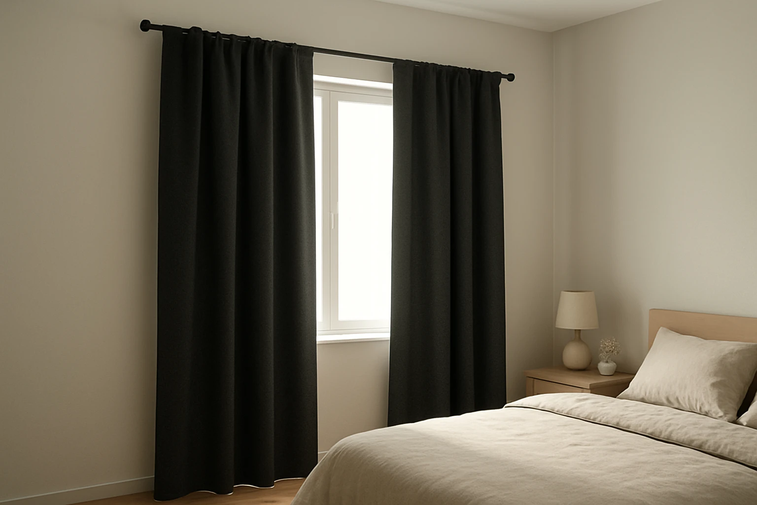 BudgetBlock blackout panels in small bedroom