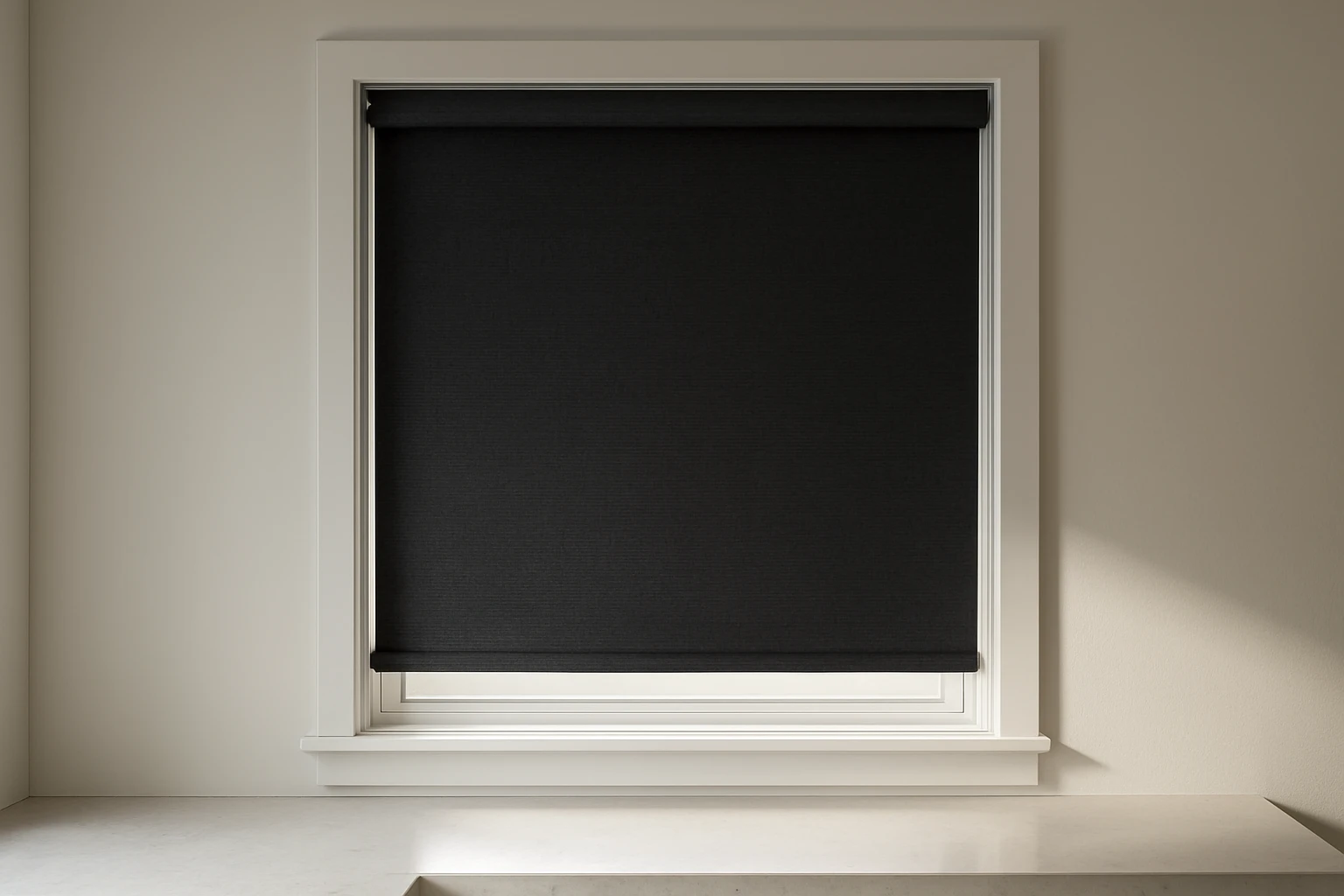 Cordless roller blackout shade lowered