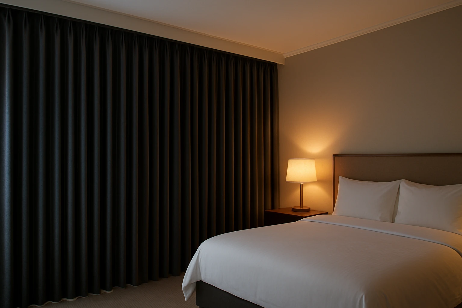 HotelGrade thermal drapes closed over window